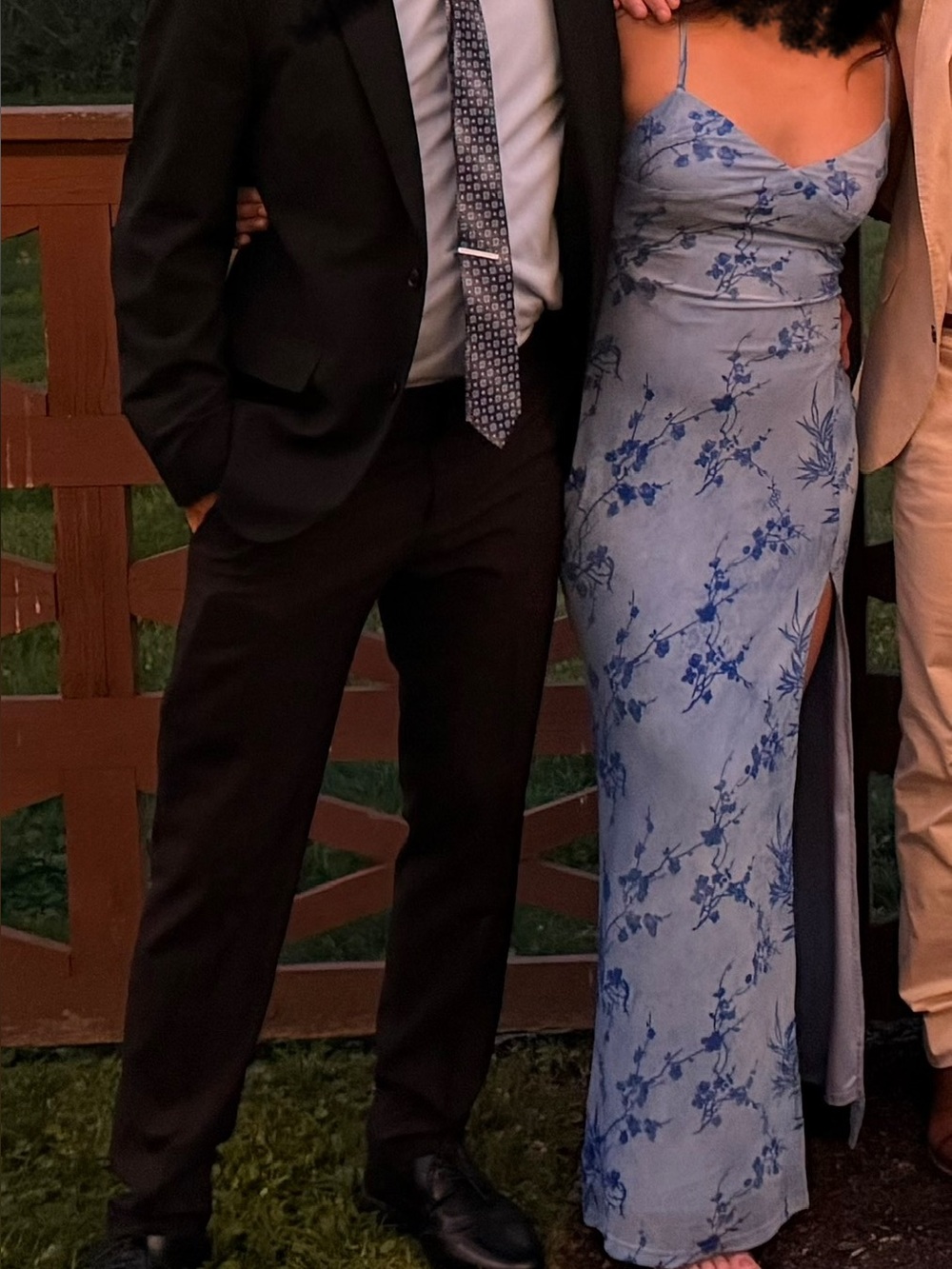 Hello Molly Sky Blue Floral Slip Maxi Dress with Side Slit - Picture 3 of 3